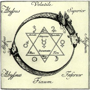 Ouroboros-and-solomons-seal-woodcut